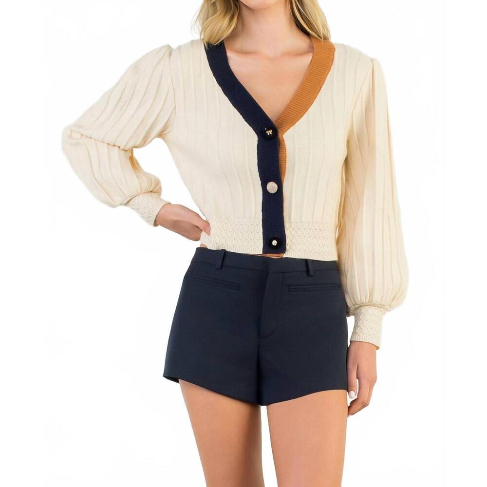 NEW THML colorblocked cardigan in beige